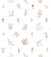 COCCINELLA - Papier peint enfant - Hirondelles et fleurs